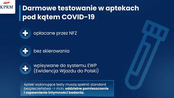 Bezpłatne testy oraz skrócona kwarantanna